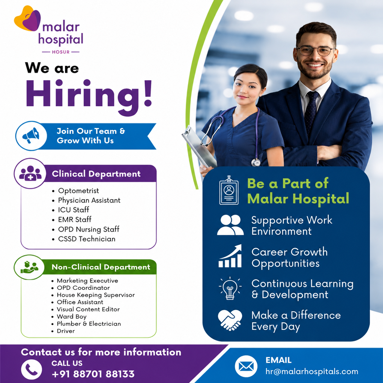 Career Opportunities at Malar Hospital